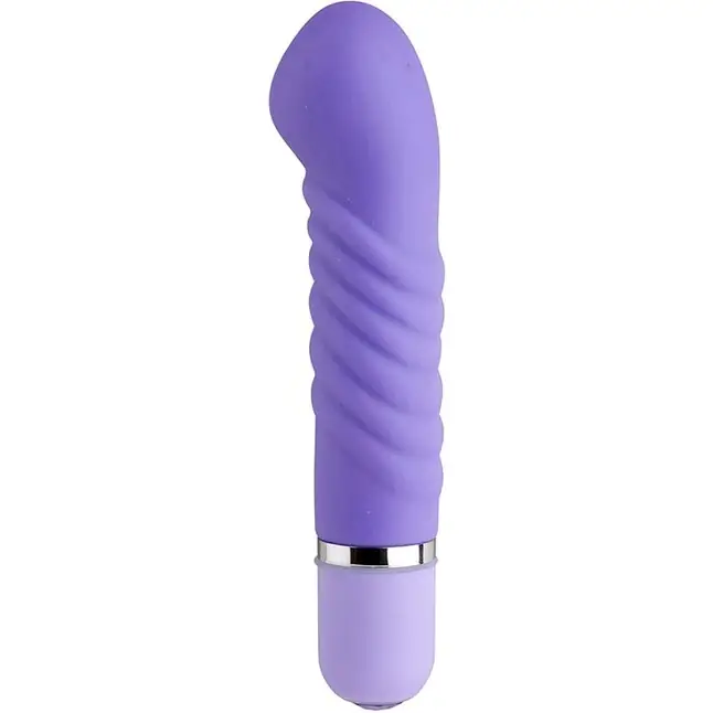 Фиолетовый мини-вибратор с увеличенной головкой и рёбрами NEON FANTASY STICK PURPLE - 11 см - Neon. Фотография 2.