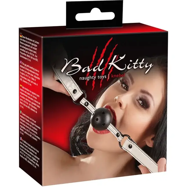 Регулируемый по длине кляп с черным шариком - Bad Kitty. Фотография 6.