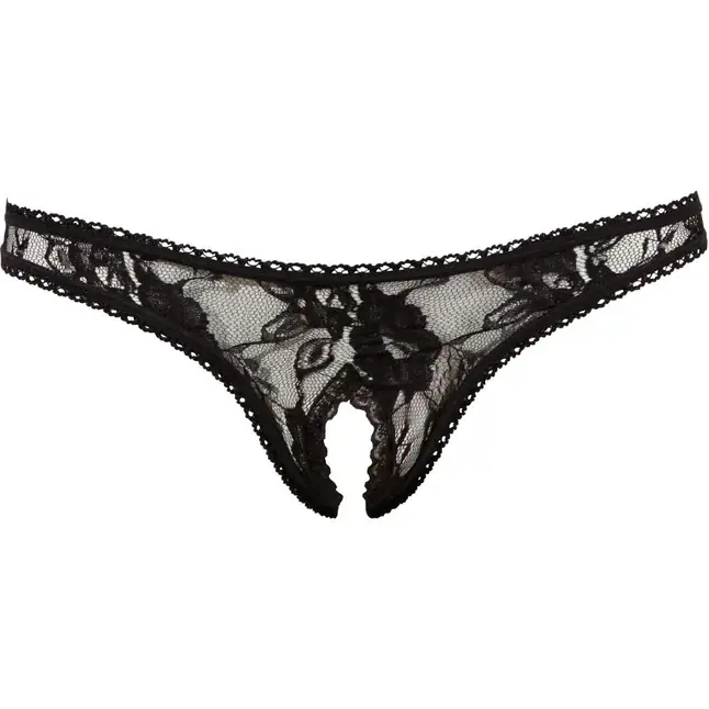 Ажурные трусики-стринги с разрезом - Cottelli Collection. Фотография 8.
