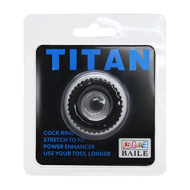 Черное эреционное кольцо с ребрышками Titan. Фотография 7.