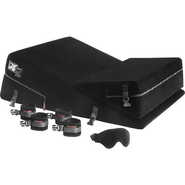 Чёрная подушка для секса из двух частей с креплениями Wedge/Ramp Combo Conversion Kit
