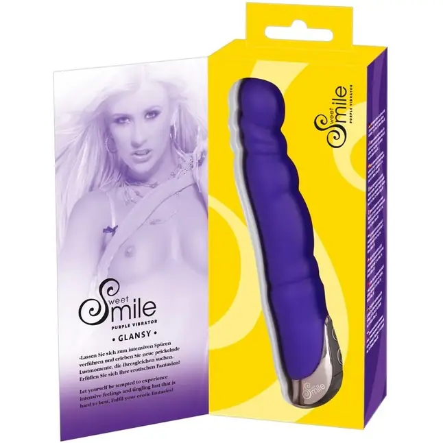 Фиолетовый вибратор с шаровидной головкой Glansy - 18 см - Smile. Фотография 4.