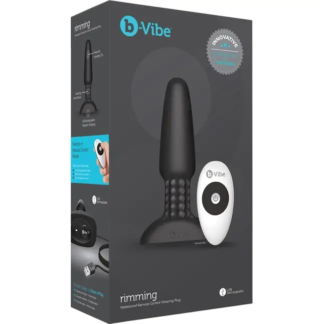 Чёрная вибровтулка с ротацией шариков RIMMING REMOTE CONTROL PLUG BLACK - 15,2 см. Фотография 4.