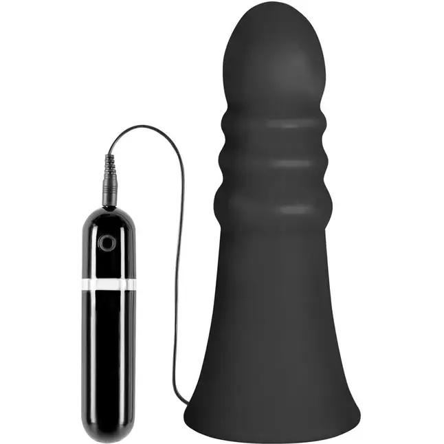 Большая чёрная анальная пробка с вибрацией Butt Buddy - 21 см