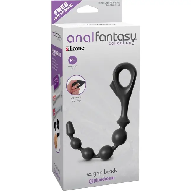 Черная анальная цепочка EZ-Grip Beads - 29,2 см - Anal Fantasy Collection. Фотография 4.