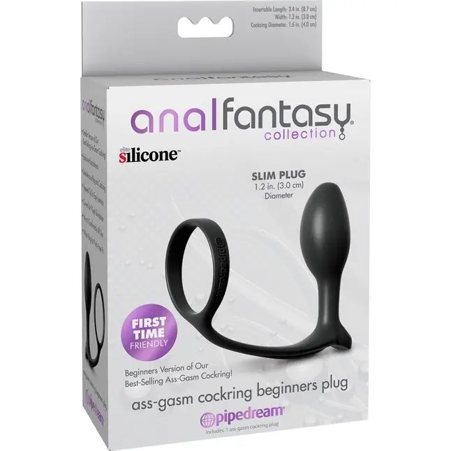 Анальная пробка с эрекционным кольцом Ass-Gasm Cockring Beginners Plug - Anal Fantasy Collection. Фотография 7.