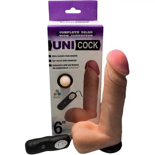 Фаллическая насадка Харнесс UNICOCK 6 с вибрацией - 17,8 см - UNI COCK