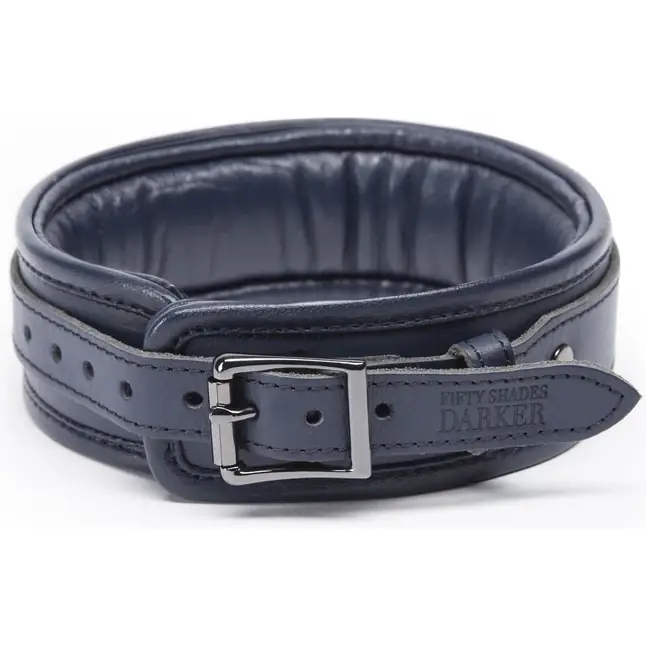 Тёмно-синий кожаный ошейник с поводком DARKER LIMITED COLLECTION COLLAR CHAIN - Fifty Shades Darker. Фотография 4.