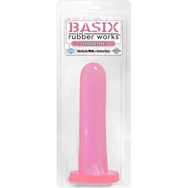 Нежно-розовый анальный фаллоимитатор Smoothy - 13,3 см - Basix Rubber Works. Фотография 2.