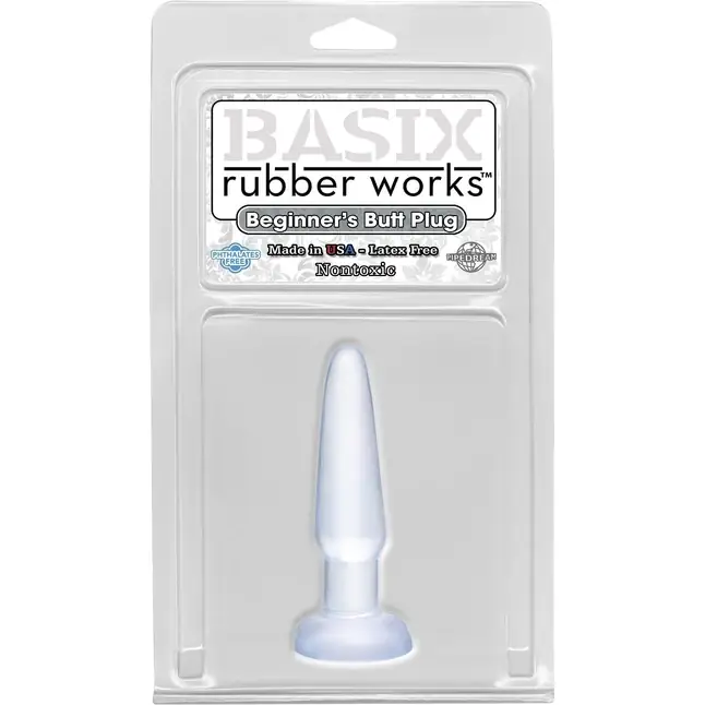 Прозрачная анальная пробка Beginners Butt Plug - 10,9 см - Basix Rubber Works. Фотография 2.