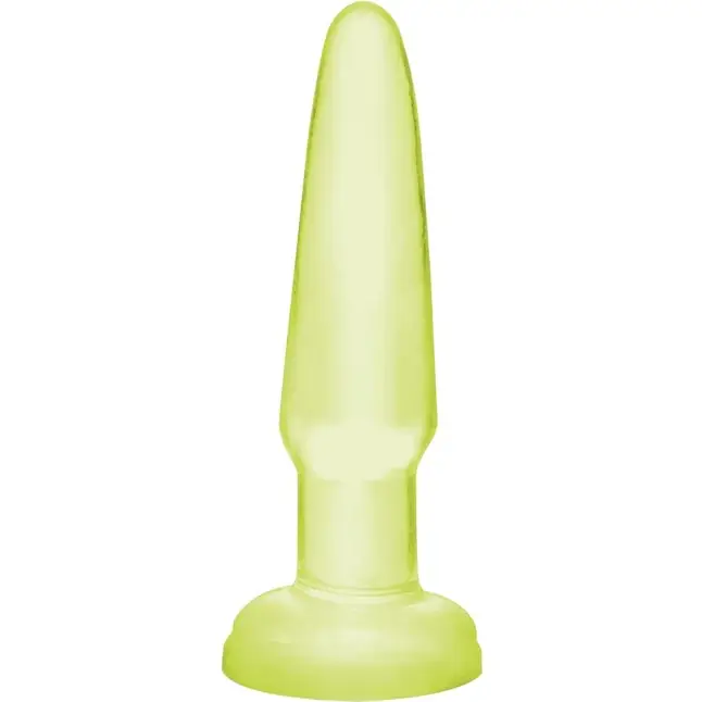 Светящаяся в темноте анальная пробка Beginners Butt Plug - 10,9 см - Basix Rubber Works