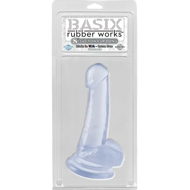 Прозрачный фаллоимитатор 8 Dong with Suction Cup - 19,1 см - Basix Rubber Works. Фотография 2.