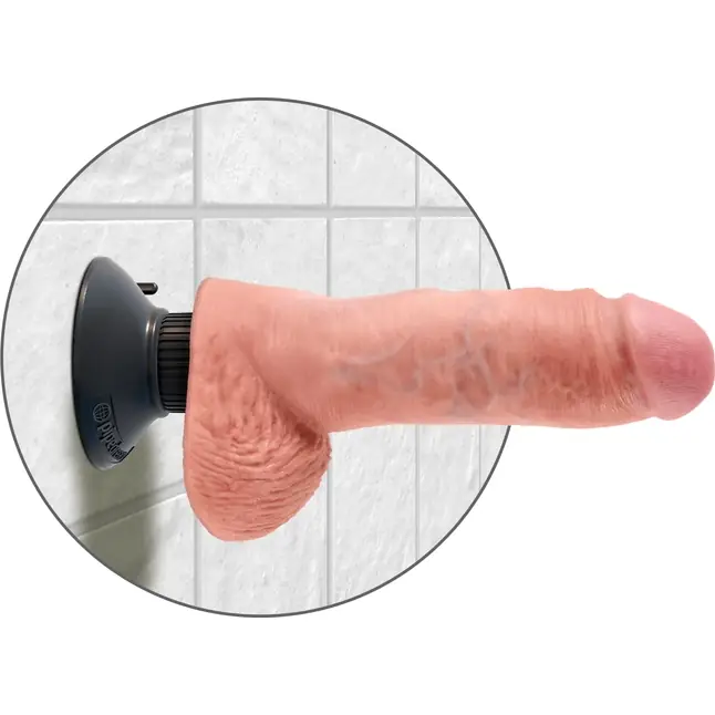 Вибромассажер со съёмной присоской 8 Vibrating Cock with Balls - 20,3 см - King Cock. Фотография 4.