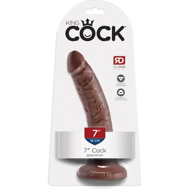 Коричневый фаллоимитатор с присоской 7 Cock - 17,8 см - King Cock. Фотография 3.