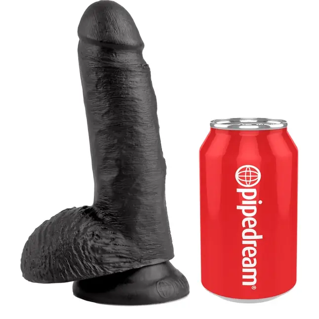 Чёрный фаллоимитатор с мошонкой 7 Cock with Balls - 19,4 см - King Cock. Фотография 5.