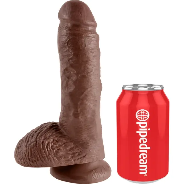 Коричневый фаллоимитатор 8 Cock with Balls - 21,3 см - King Cock. Фотография 2.