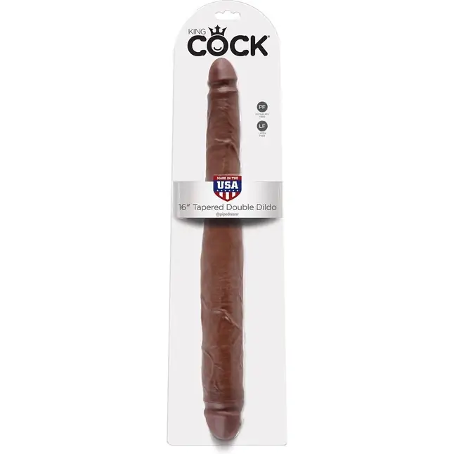 Двусторонний коричневый дилдо 16 Tapered Double Dildo - 40,6 см - King Cock. Фотография 3.