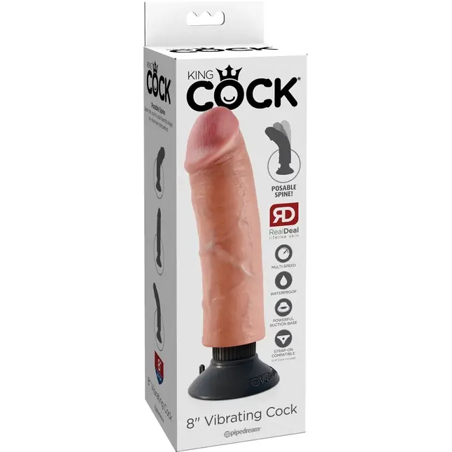 Вибромассажер на присоске 8 Vibrating Cock - 21,6 см - King Cock. Фотография 8.
