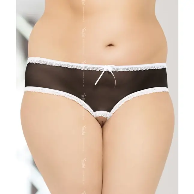 Сетчатые открытые трусики с кружевным кантом - Pants Thongs