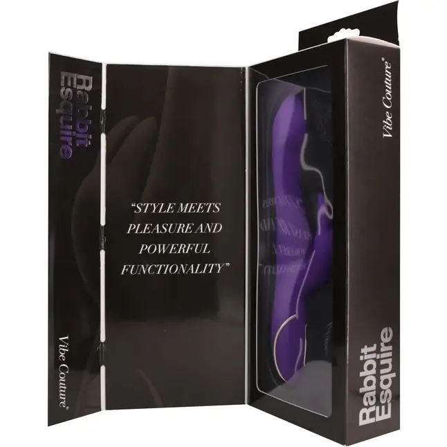 Фиолетовый вибратор-ротатор со стимулятором клитора в виде зайчика Rabbit Esquire - 22 см. Фотография 9.