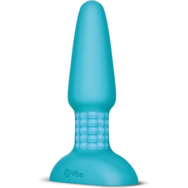 Голубая вибропробка с ротацией шариков RIMMING REMOTE CONTROL PLUG TEAL - 15,2 см. Фотография 2.