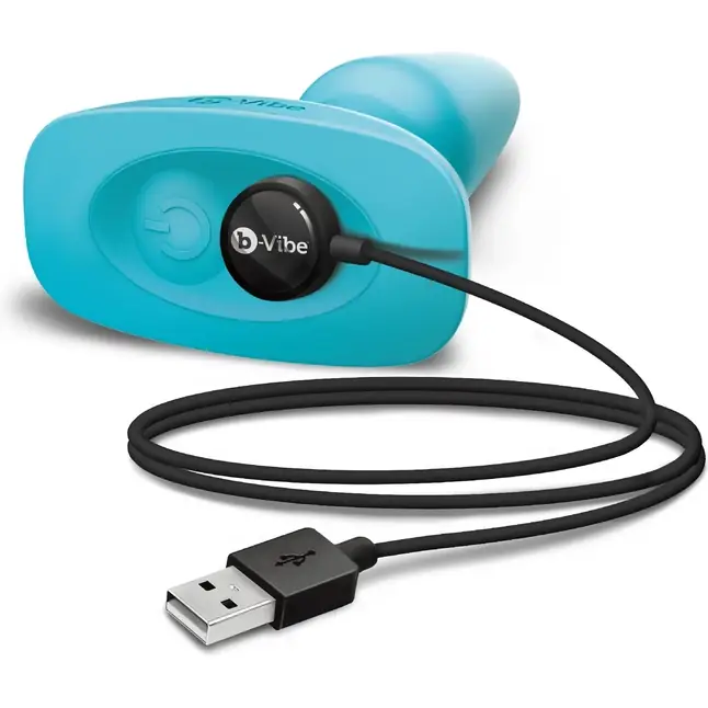 Голубая вибропробка с ротацией шариков RIMMING REMOTE CONTROL PLUG TEAL - 15,2 см. Фотография 4.