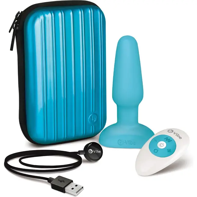 Голубая вибропробка с ротацией шариков RIMMING REMOTE CONTROL PLUG TEAL - 15,2 см. Фотография 5.