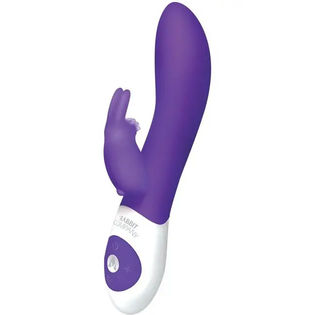 Фиолетовый вибромассажёр The Come Hither Rabbit с клиторальным отростком - 22 см