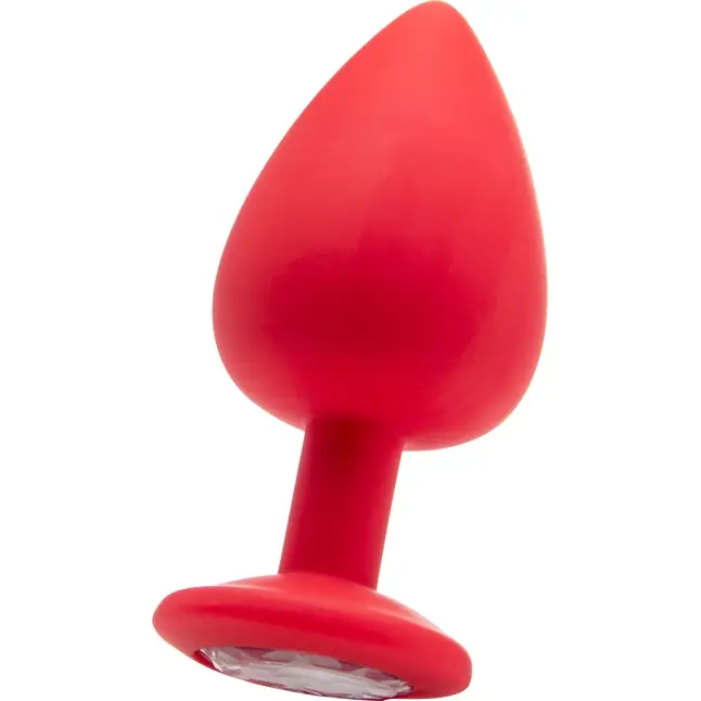 Красная анальная пробка OUCH! Extra Large Diamond Butt Plug с кристаллом - 9,3 см - Ouch!