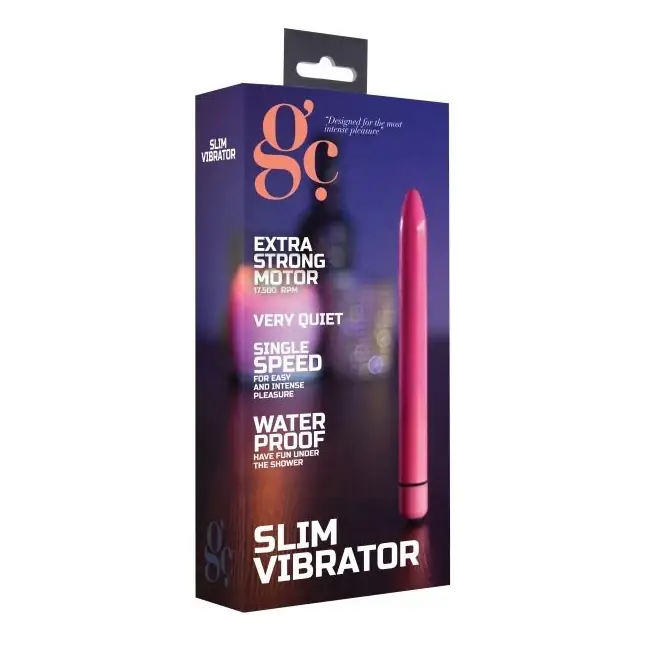 Розовый тонкий вибратор GC Slim Vibe - 16,5 см - GC. Фотография 2.