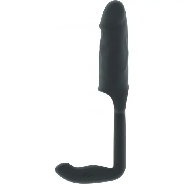 Серая насадка с анальной вставкой Stretchy Penis Exten and Plug No.38 - Sono. Фотография 3.