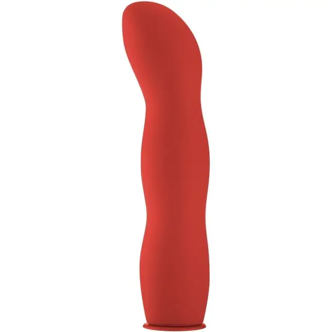 Красный страпон Deluxe Silicone Strap On 10 Inch с волнистой насадкой - 25,5 см - Ouch!. Фотография 2.