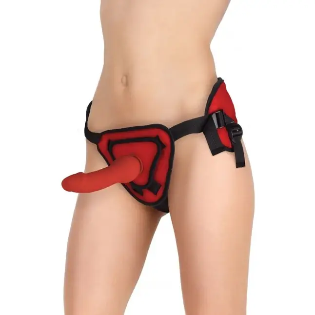 Красный страпон Deluxe Silicone Strap On 8 Inch - 20,5 см - Ouch!