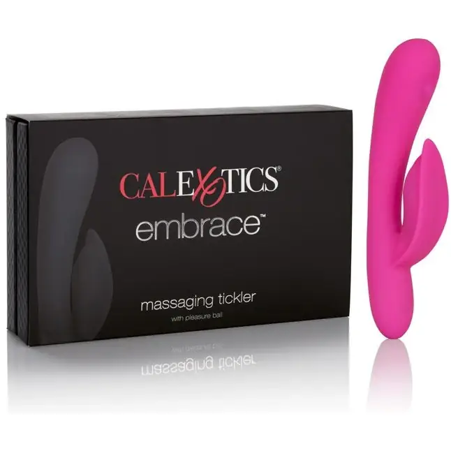 Розовый перезаряжаемый вибромассажер Embrace Massaging Tickle с движущимся шариком - Embrace. Фотография 2.