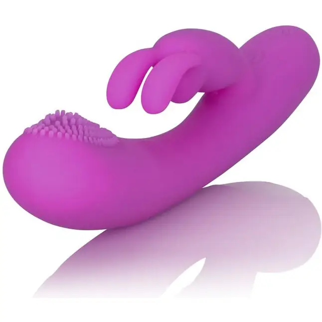Фиолетовый вибромассажер Embrace Massaging Rabbit с щёточкой на головке - Embrace. Фотография 3.