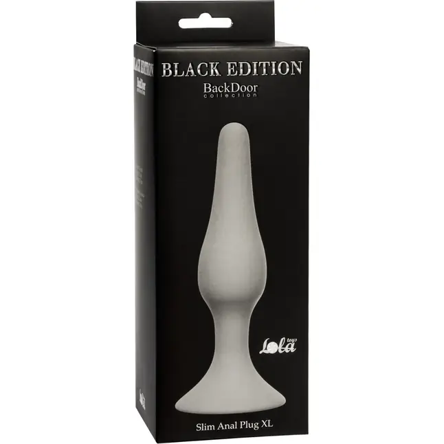 Серая анальная пробка Slim Anal Plug XL - 15,5 см - Back Door Collection Black Edition. Фотография 2.