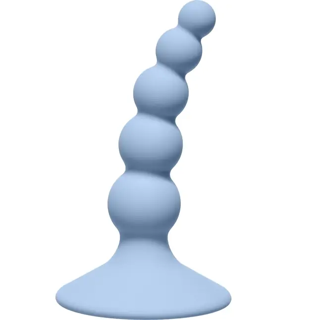 Голубая анальная пробка Ribbed Plug Blue - 10,5 см - First Time