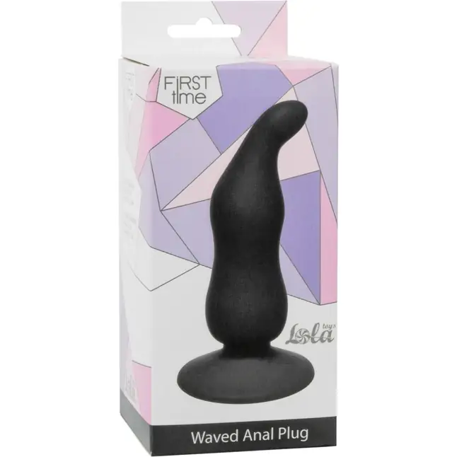 Чёрная анальная пробка Waved Anal Plug Black - 11 см - First Time. Фотография 2.