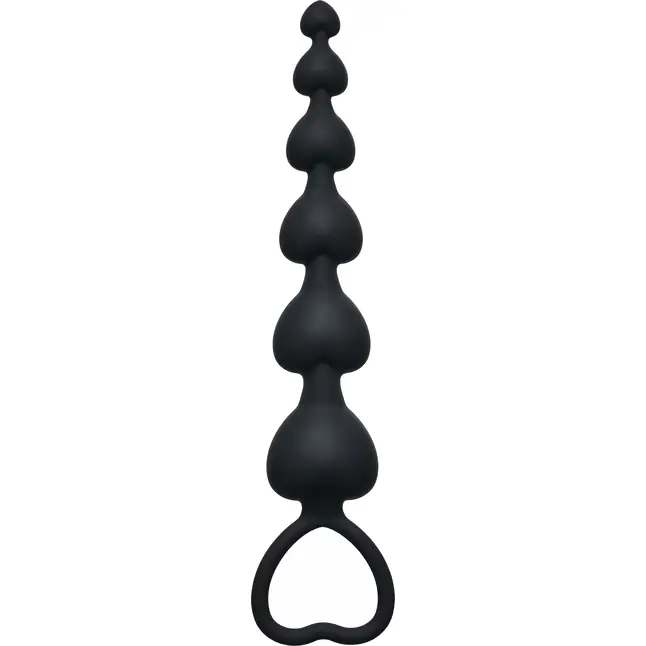 Чёрная анальная цепочка Heart s Beads Black - 18 см - First Time