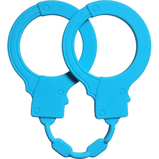 Голубые силиконовые наручники Stretchy Cuffs Turquoise - Emotions