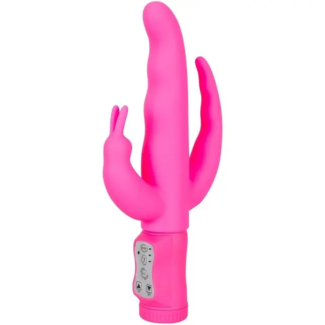 Ярко-розовый вибратор с двумя дополнительными отростками Triple Vibe - 23 см - You2Toys