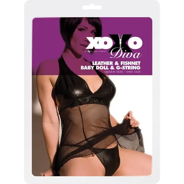 Сорочка с кожаным лифом и трусиками DIVA - XOXO. Фотография 2.