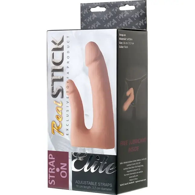 Поясной страпон с насадкой для двойного проникновения - 19 см - RealStick Elite. Фотография 9.