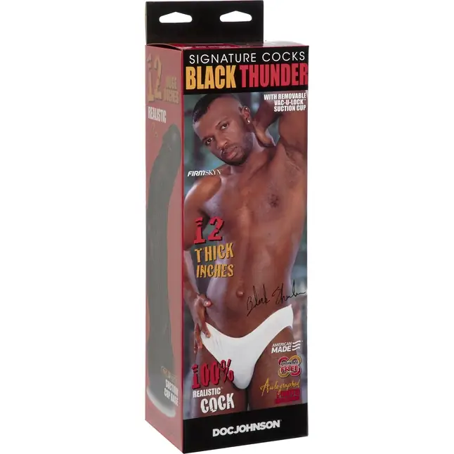 Коричневый фаллоимитатор Black Thunder - 31,2 см - Vac-U-Lock. Фотография 3.