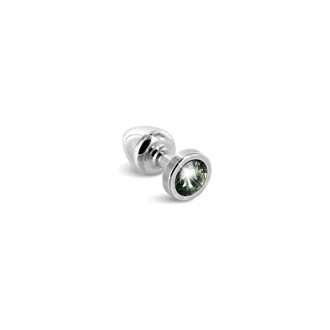 Серебристая пробка с черным кристаллом ANNI round Silver T1 Black Diamond - 6 см