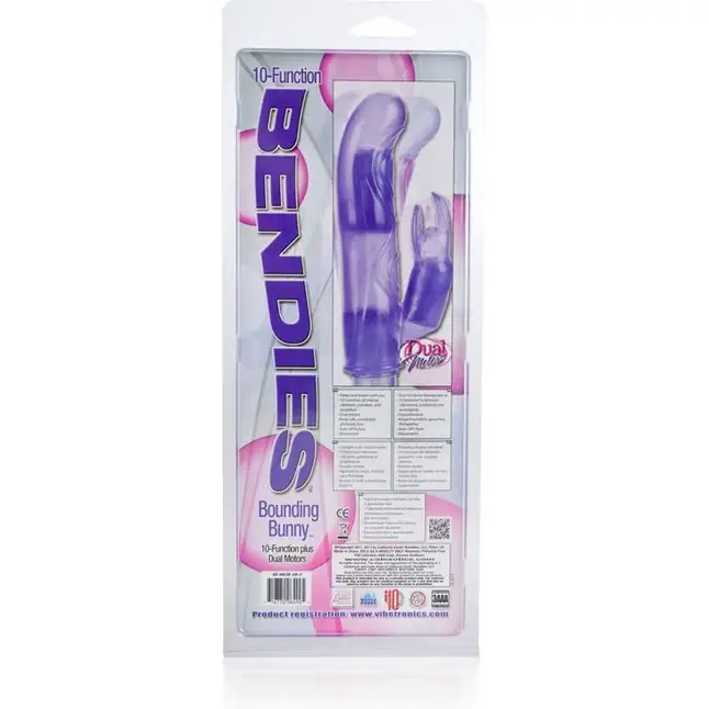 Фиолетовый вибромассажер 10-Function Bendie Bounding Bunny Vibes - 22,8 см - Bendies. Фотография 5.