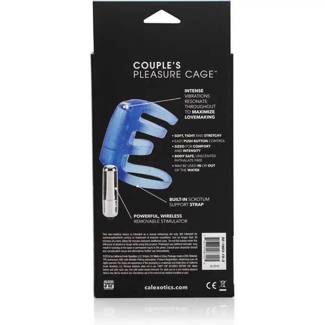 Голубая насадка с вибрацией Couple s Pleasure Cage - Couples Enhancers. Фотография 3.