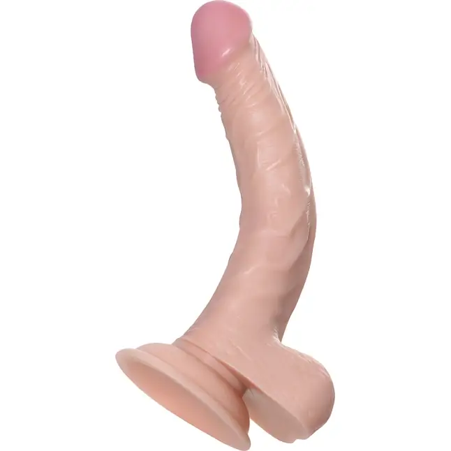 Реалистичный изогнутый фаллоимитатор на присоске - 21 см - RealStick Nude