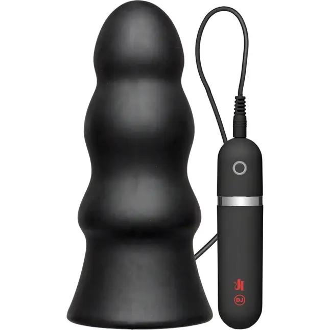 Анальная вибропробка Kink Vibrating Silicone Butt Plug Rippled 7.5 - 19 см - Kink