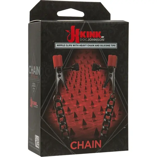 Зажимы для сосков Kink Nipple Clips with Heavy Chain and Silicone Tips - Kink. Фотография 2.